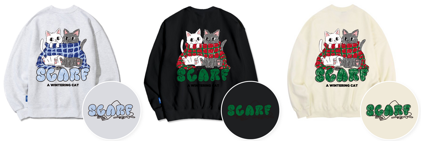 TSP - 55 Couple Scarf Cat Sweatshirt