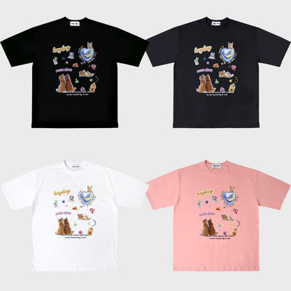 [Unisex] TSP - 15 Sticker Cat Couple Short Sleeve T-shirt