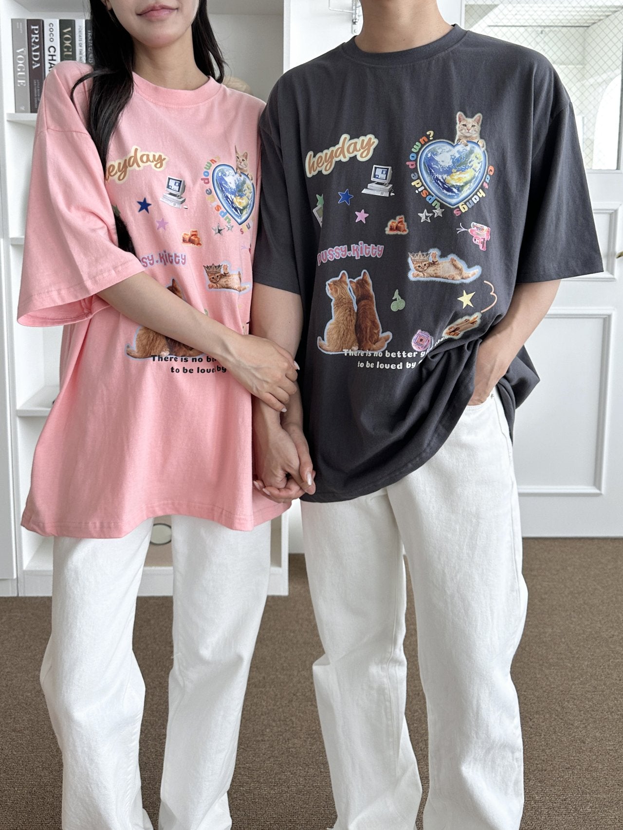 [Pre-Order] TSP - 15 Sticker Cat Couple Short Sleeve T-shirt