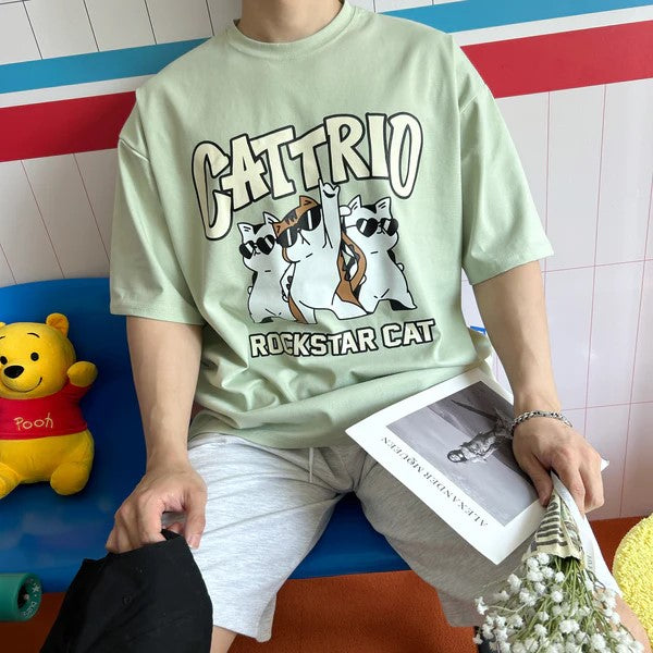 [Pre-Order] TSP - 18 CATTRIO Rockstar cat Overfit Short Sleeve T-shirt