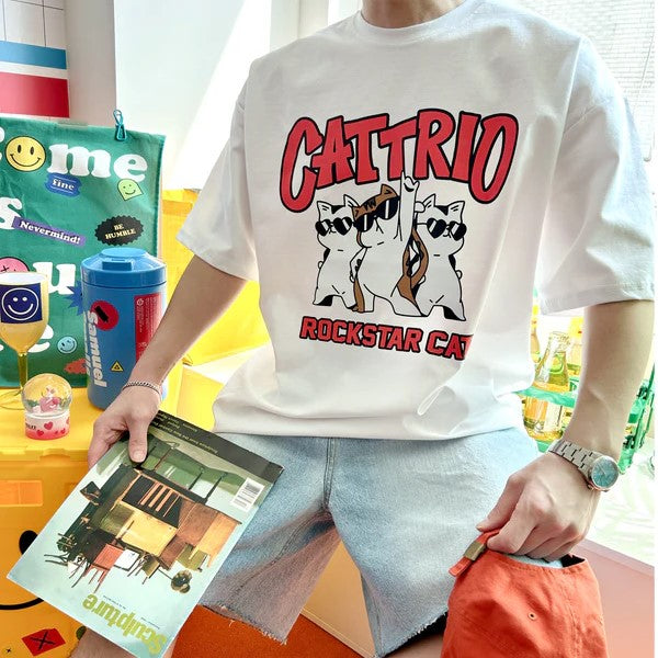 [Pre-Order] TSP - 18 CATTRIO Rockstar cat Overfit Short Sleeve T-shirt