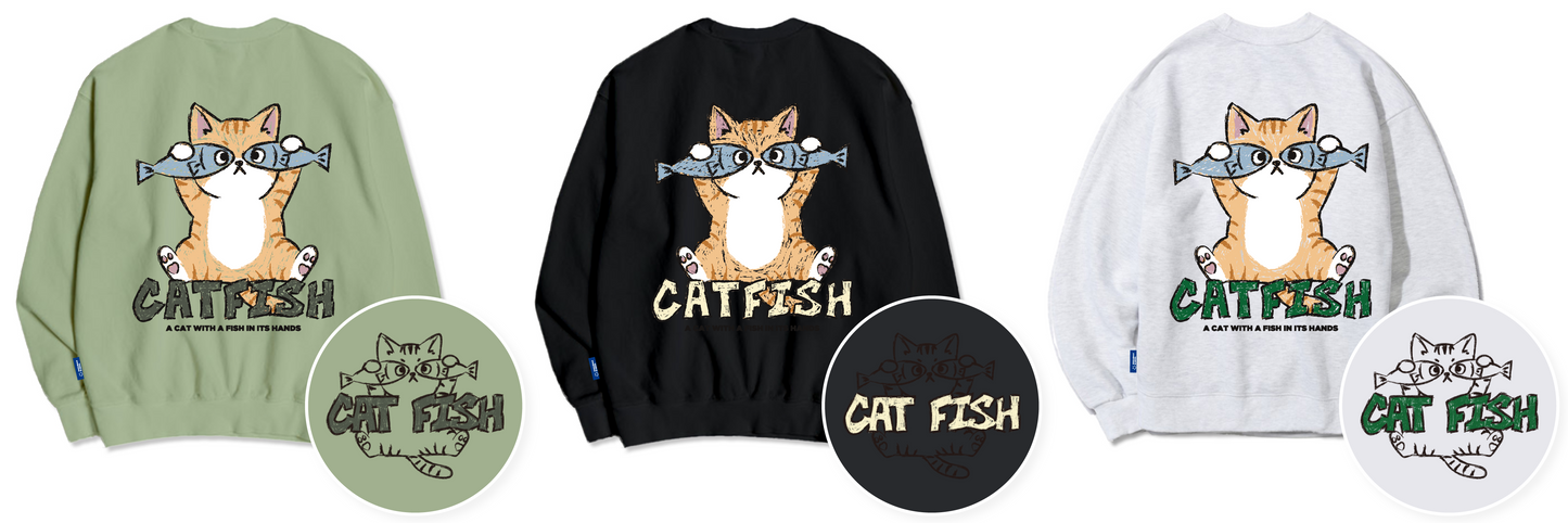 TSP-59 Cat with Fish Blindfold Sweatshirt