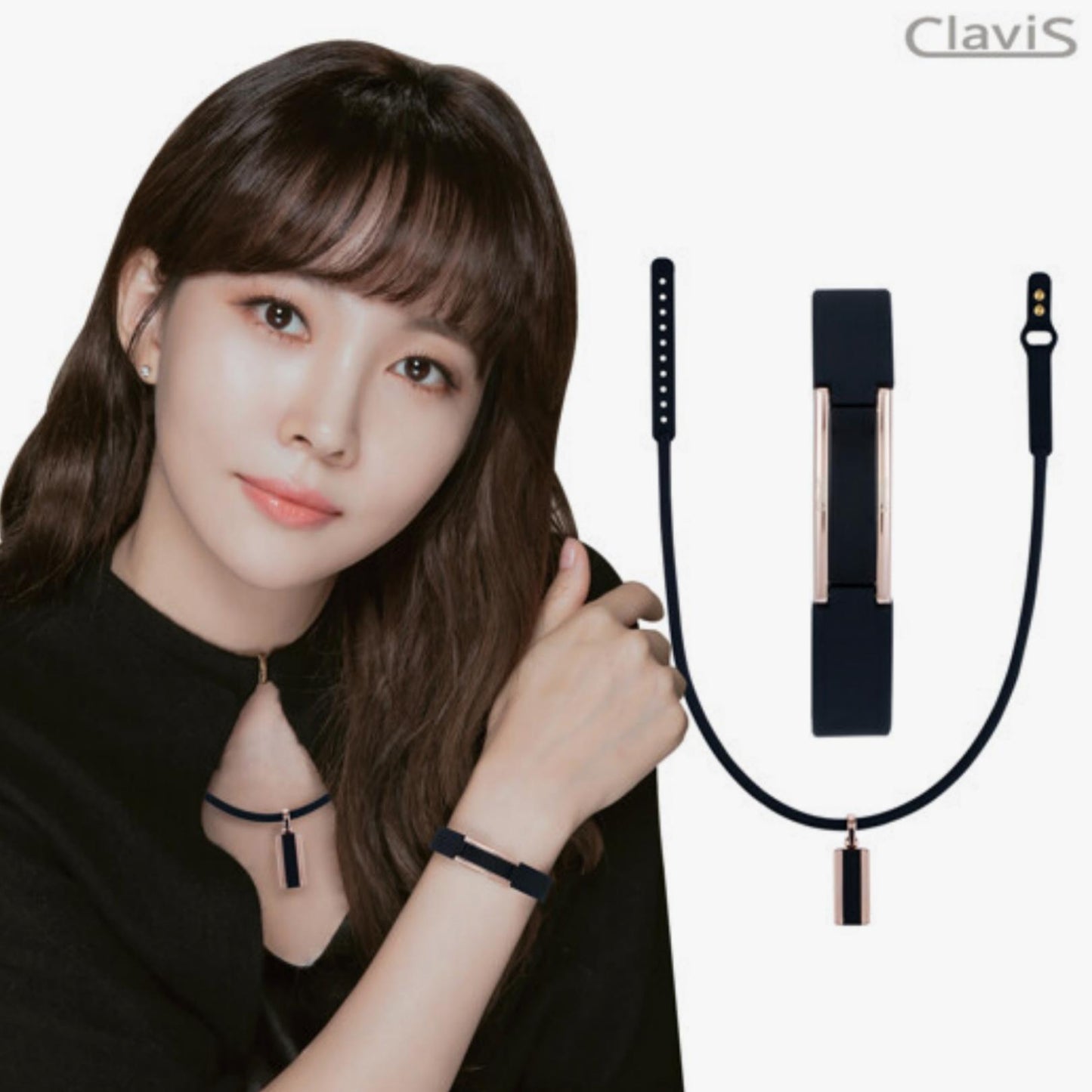 [Clavis] Hera Bracelet + Necklace Set - Black Rose Gold